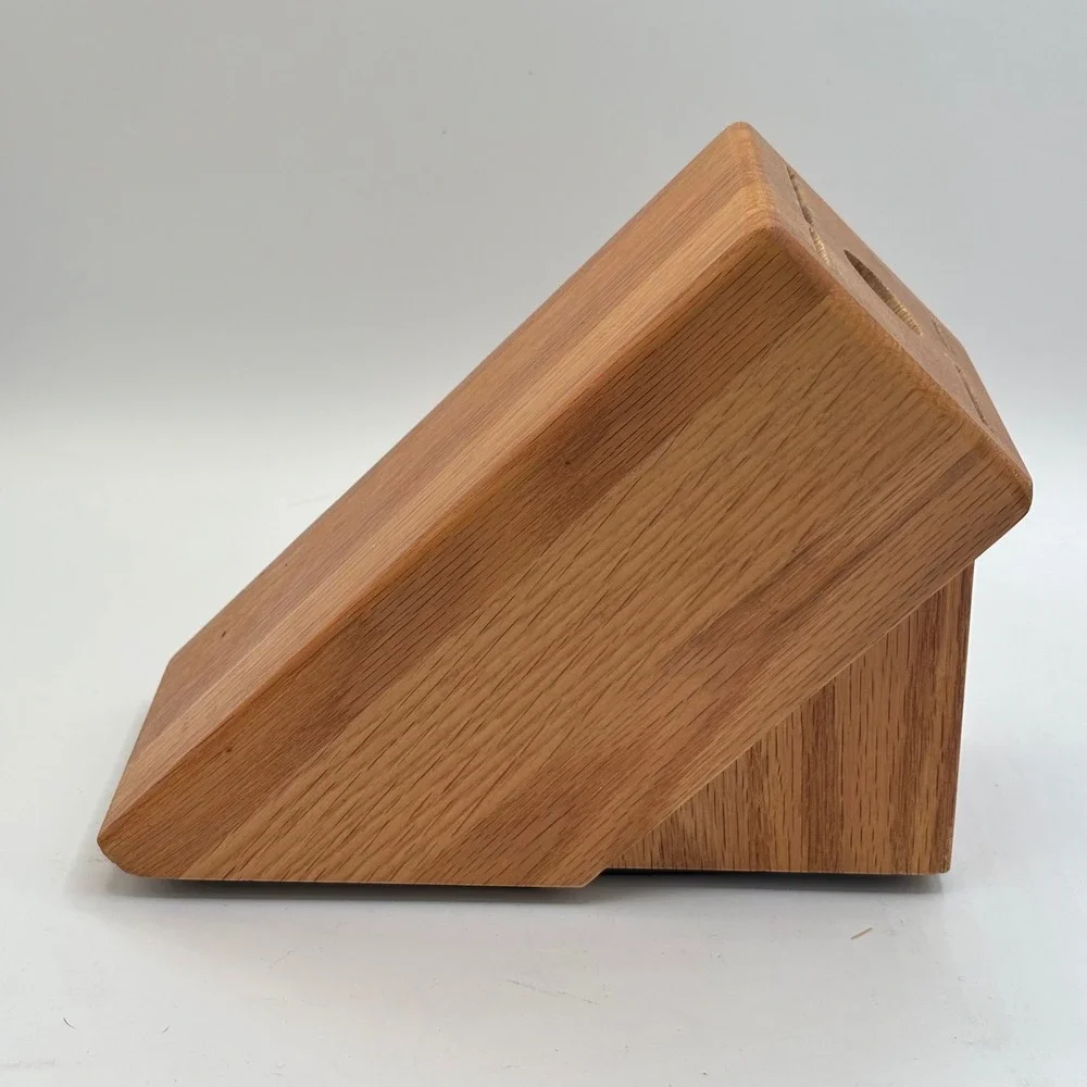 Cutco 5 Slot Oak Wood Knife Block Kitchen Shear Holder Honey Oak Made in USA‎